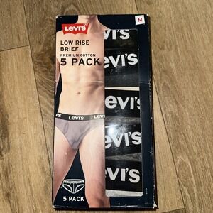 Levi's Men Size Med Low Rise Brief Underwear Premium Cotton 5 Pack Charcoal Gray